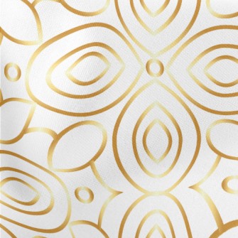 Gold Edge Floral Lines Lightweight Cotton Poplin