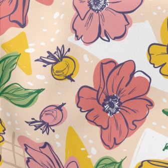 Bright Large Flowers Lightweight Cotton Poplin