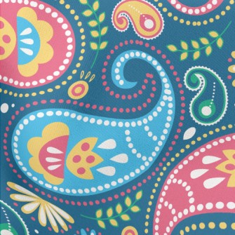 Fresh Paisley Flowers Lightweight Cotton Poplin