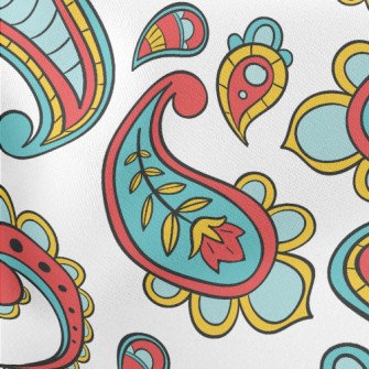 Tricolor Paisley Flower Lightweight Cotton Poplin