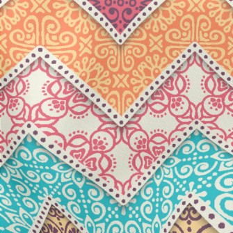 Colorful Flower Zigzag Pattern Lightweight Cotton Poplin