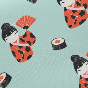 Japanese Doll Sushi Midweight Cotton Poplin