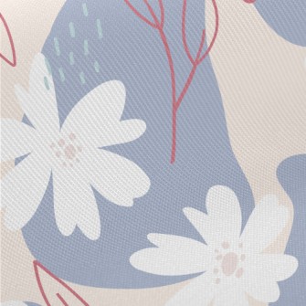 Depicting A Large White Flower Midweight Cotton Poplin