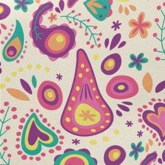 Small And Cute Paisley Flowers Midweight Cotton Poplin