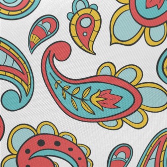 Tricolor Paisley Flower Midweight Cotton Poplin