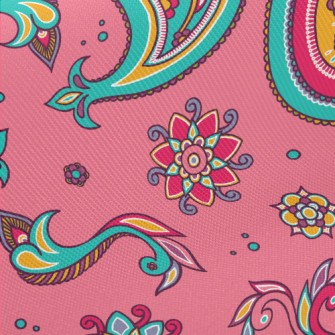 Pink Indian Style Paisley Flow Midweight Cotton Poplin