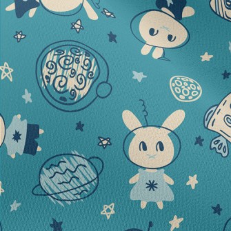 Hand Drawn Rabbit In Space Chiffon