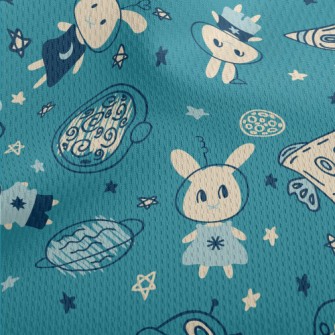 Hand Drawn Rabbit In Space Athletic Mesh Flat Back