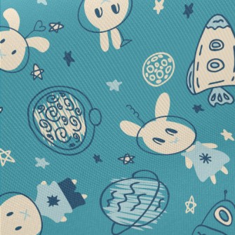 Hand Drawn Rabbit In Space Twill