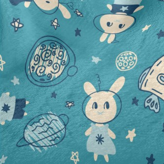 Hand Drawn Rabbit In Space Minky