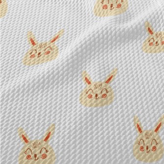 Hand Drawn Cute Blush Rabbit Birdseye Piqué