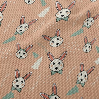 Rabbit And Christmas Tree Birdseye Piqué