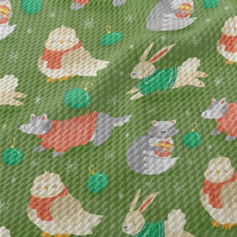 Christmas Party Animals Birdseye Piqué