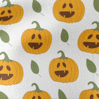 Carved Pumpkin With Leaves Waterproof Canvas