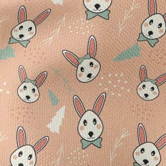 Rabbit And Christmas Tree Waterproof Canvas