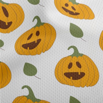Carved Pumpkin With Leaves Athletic Mesh Flat Back