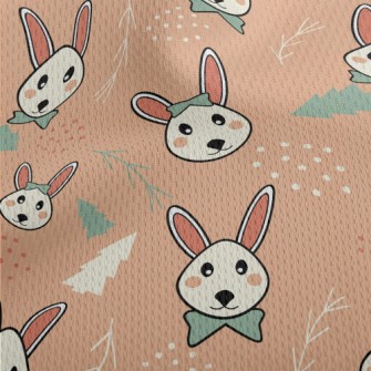 Rabbit And Christmas Tree Athletic Mesh Flat Back