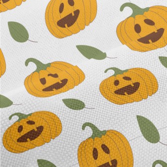 Carved Pumpkin With Leaves Performance Linen