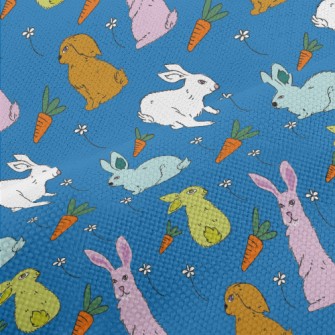 Hand Drawn Rabbit And Carrot D Performance Linen