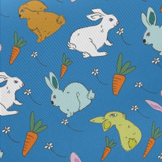 Hand Drawn Rabbit And Carrot D Twill