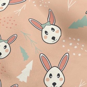 Rabbit And Christmas Tree Micro Fleece