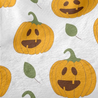 Carved Pumpkin With Leaves Minky
