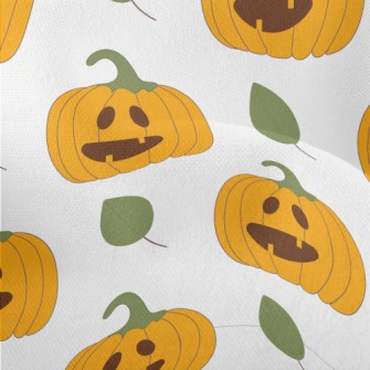 Carved Pumpkin With Leaves Lightweight Performance Linen