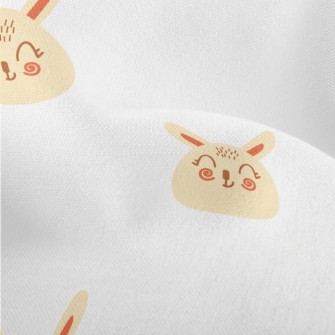 Hand Drawn Cute Blush Rabbit Lightweight Performance Linen