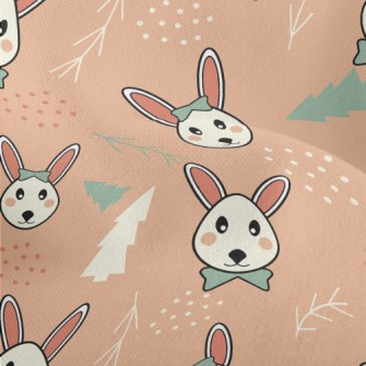 Rabbit And Christmas Tree Lightweight Performance Linen