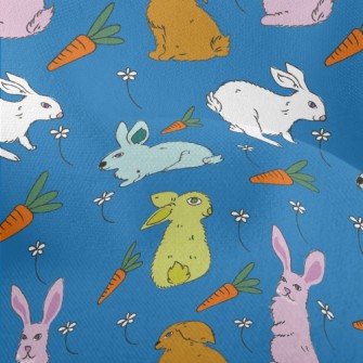 Hand Drawn Rabbit And Carrot D Lightweight Performance Linen