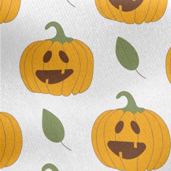 Carved Pumpkin With Leaves Jersey Backed Fleece
