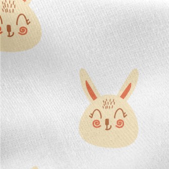 Hand Drawn Cute Blush Rabbit Jersey Backed Fleece