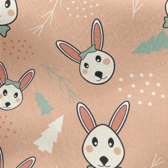 Rabbit And Christmas Tree Jersey Backed Fleece