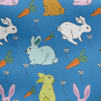 Hand Drawn Rabbit And Carrot D Jersey Backed Fleece