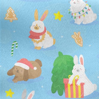 Bunny Christmas Party Jersey Backed Fleece