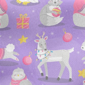 Cute Animals Opening Gifts Jersey Backed Fleece