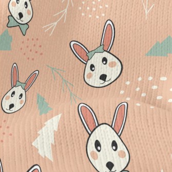 Rabbit And Christmas Tree Stretch Jersey