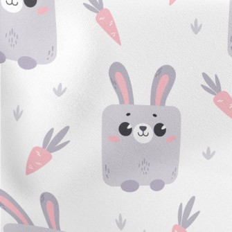 Cute Cube Rabbit Lightweight Cotton Poplin