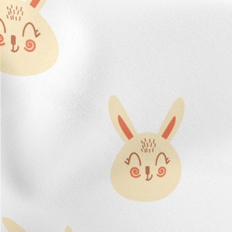 Hand Drawn Cute Blush Rabbit Lightweight Cotton Poplin