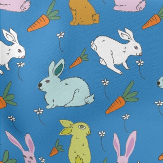 Hand Drawn Rabbit And Carrot D Lightweight Cotton Poplin
