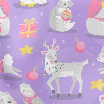 Cute Animals Opening Gifts Lightweight Cotton Poplin