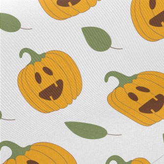 Carved Pumpkin With Leaves Midweight Cotton Poplin