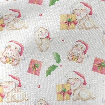 Watercolor Bunny For Christmas Waterproof Canvas