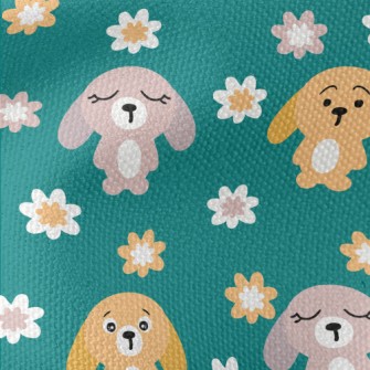 Summer Bunny And Flowers Waterproof Canvas