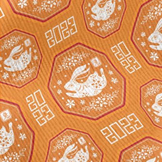 Chinese Flowers And Rabbits Standard Corduroy