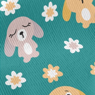Summer Bunny And Flowers Standard Corduroy