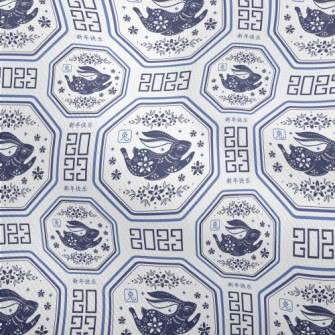 Elegant Blue And White Porcela Dobby