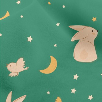 Moon And Rabbit Illustration Micro Fleece