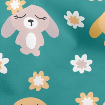 Summer Bunny And Flowers Micro Fleece