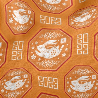 Chinese Flowers And Rabbits Minky